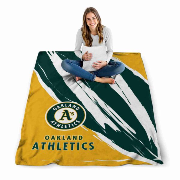 oakland athletics brushstrokes green white blanket high quality