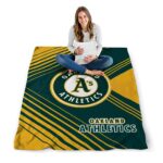 oakland athletics diagonal stripes green blanket high quality