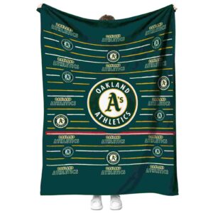 oakland athletics striped pattern green blanket best selling