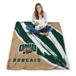 ohio bobcats brushstrokes green white blanket high quality