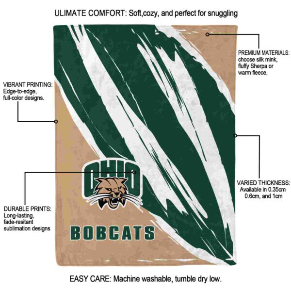 ohio bobcats brushstrokes green white blanket new arrival