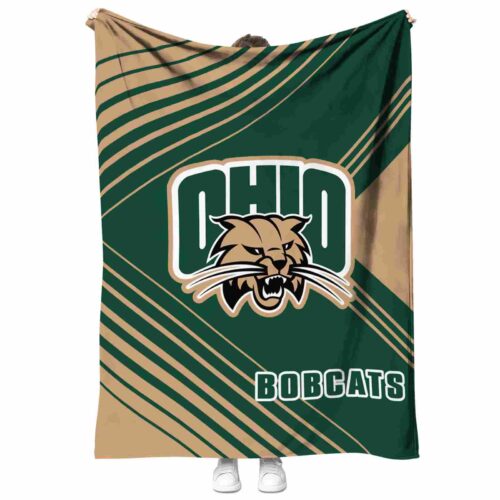 ohio bobcats diagonal stripes green blanket best selling