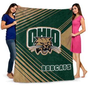 ohio bobcats diagonal stripes green blanket fashion forward