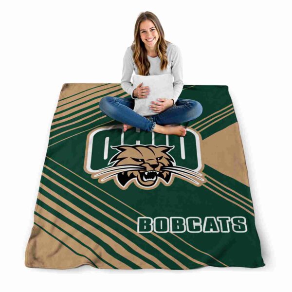 ohio bobcats diagonal stripes green blanket high quality