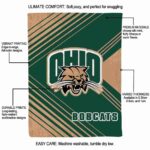 ohio bobcats diagonal stripes green blanket new arrival