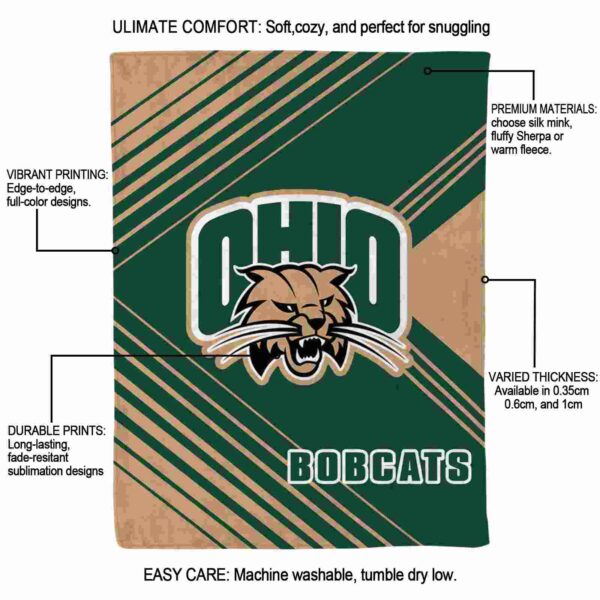 ohio bobcats diagonal stripes green blanket new arrival