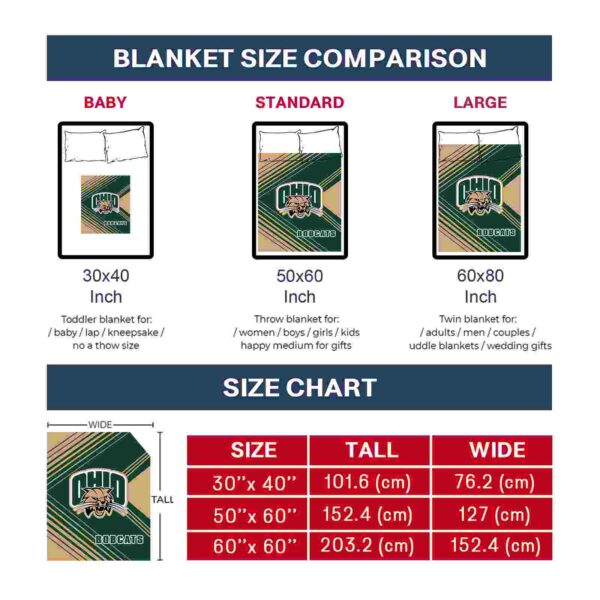 ohio bobcats diagonal stripes green blanket trendy