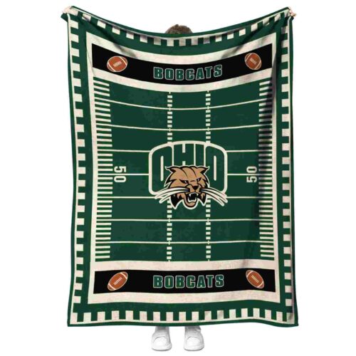 ohio bobcats football field green blanket best selling