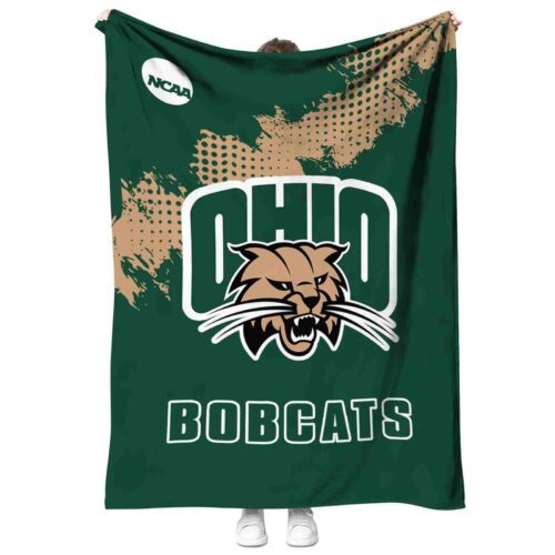 ohio bobcats grunge texture green blanket best selling