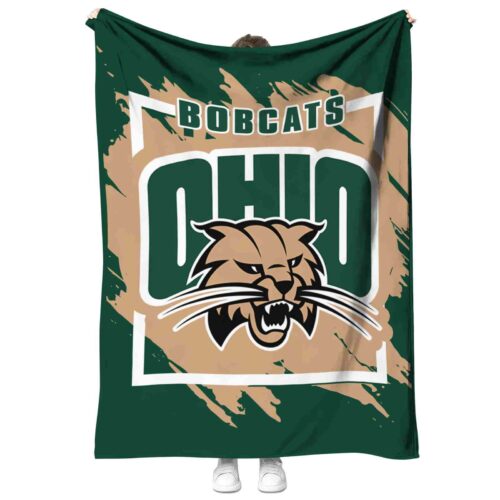 ohio bobcats splatter effect green blanket best selling