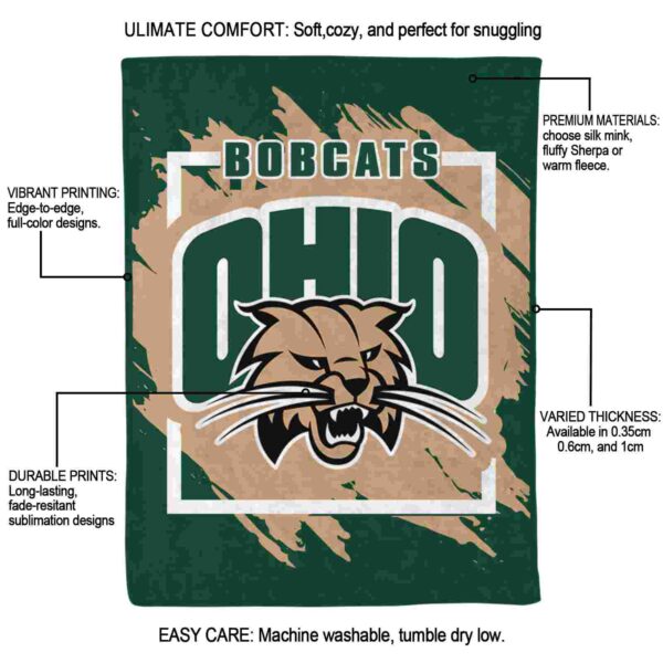 ohio bobcats splatter effect green blanket new arrival