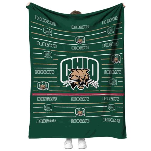 ohio bobcats striped pattern green blanket best selling