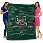 ohio bobcats striped pattern green blanket fashion forward