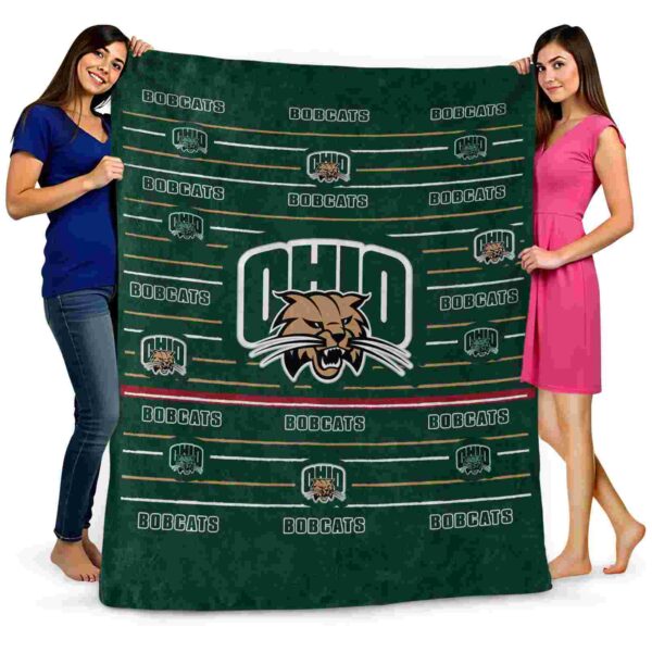 ohio bobcats striped pattern green blanket fashion forward