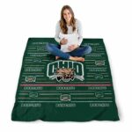 ohio bobcats striped pattern green blanket high quality