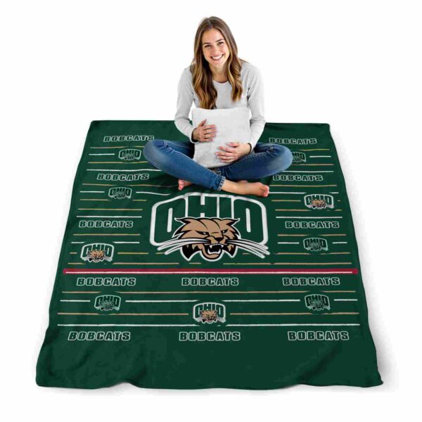ohio bobcats striped pattern green blanket high quality