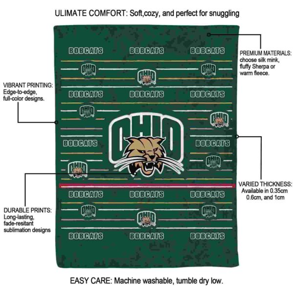ohio bobcats striped pattern green blanket new arrival