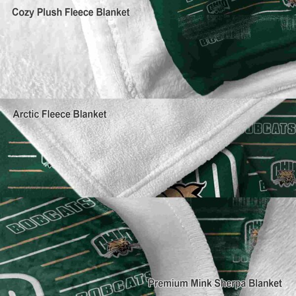 ohio bobcats striped pattern green blanket premium grade