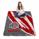 ohio state buckeyes brushstrokes scarlet white blanket best selling