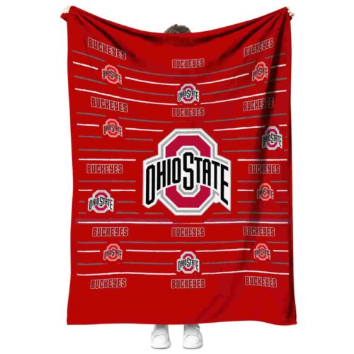 ohio state buckeyes striped pattern scarlet blanket best selling