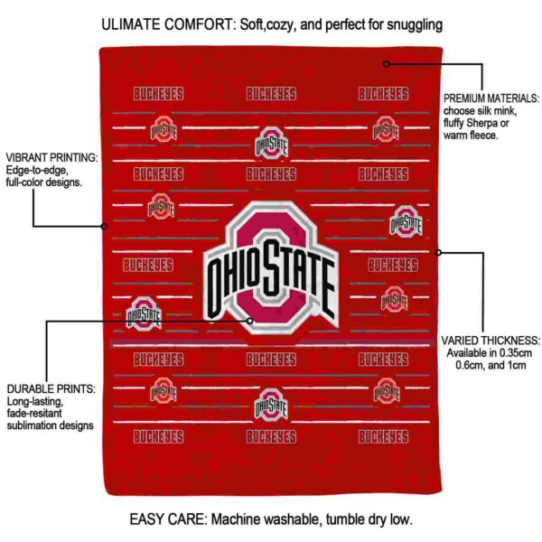 ohio state buckeyes striped pattern scarlet blanket new arrival