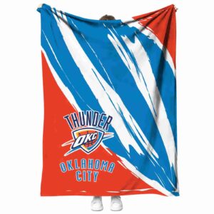 oklahoma city thunder brushstrokes blue white blanket best selling