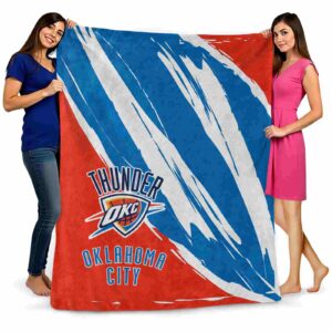oklahoma city thunder brushstrokes blue white blanket fashion forward
