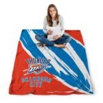 oklahoma city thunder brushstrokes blue white blanket best selling