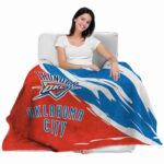 oklahoma city thunder brushstrokes blue white blanket best selling