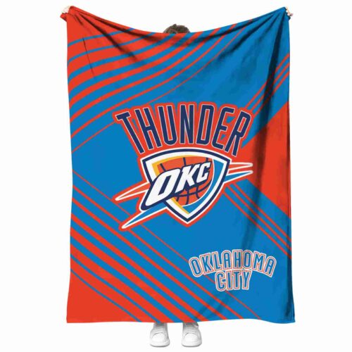 oklahoma city thunder diagonal stripes blue blanket best selling