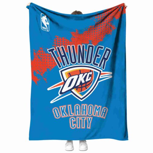 oklahoma city thunder grunge texture blue blanket best selling