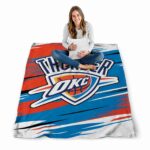 oklahoma city thunder paint streaks blue white blanket best selling