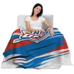 oklahoma city thunder paint streaks blue white blanket best selling