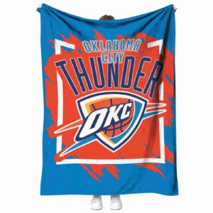 oklahoma city thunder splatter effect blue blanket best selling
