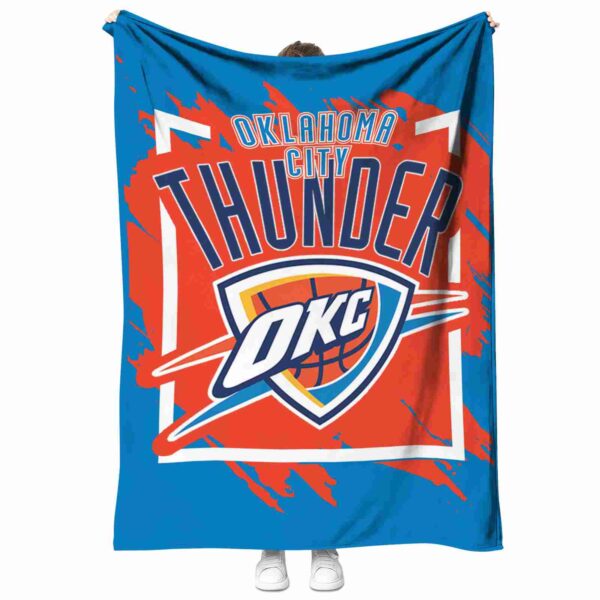 oklahoma city thunder splatter effect blue blanket best selling