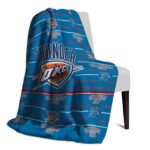 oklahoma city thunder striped pattern blue blanket best selling