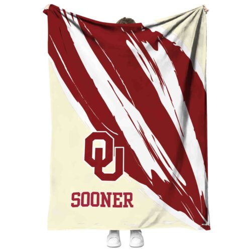 oklahoma sooners brushstrokes crimson white blanket best selling