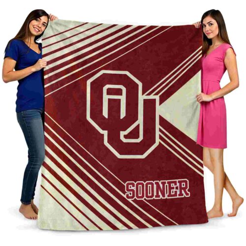 oklahoma sooners diagonal stripes crimson blanket fashion forward