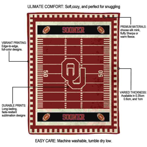 oklahoma sooners football field crimson blanket new arrival