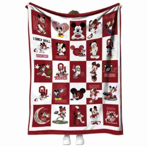 oklahoma sooners mickey minnie crimson white blanket best selling