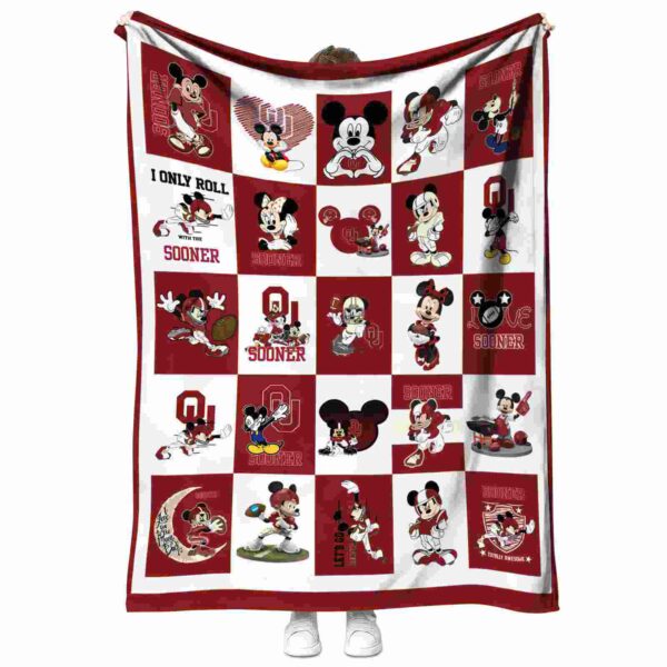oklahoma sooners mickey minnie crimson white blanket best selling