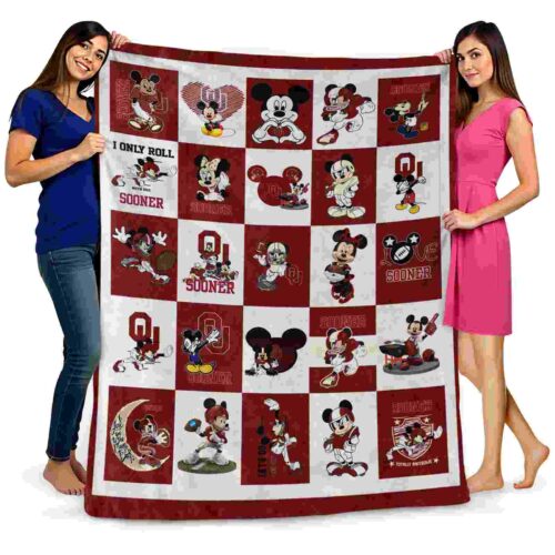 oklahoma sooners mickey minnie crimson white blanket fashion forward