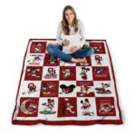 oklahoma sooners mickey minnie crimson white blanket high quality