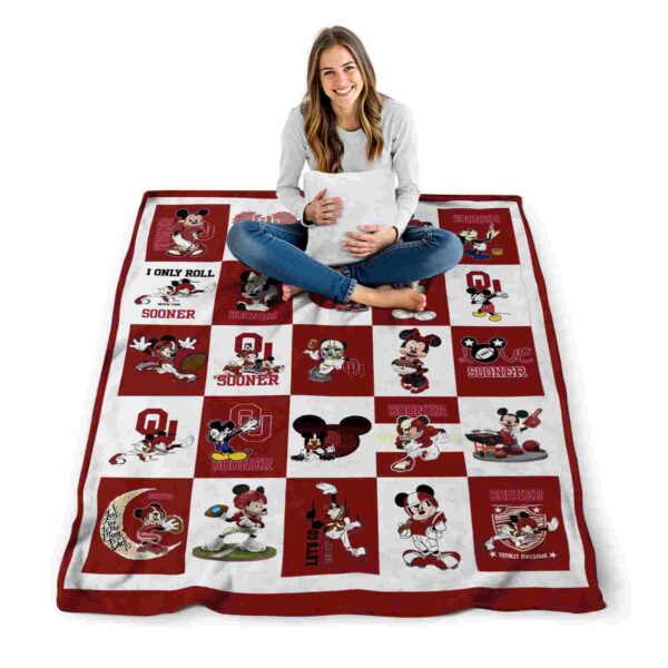 oklahoma sooners mickey minnie crimson white blanket high quality