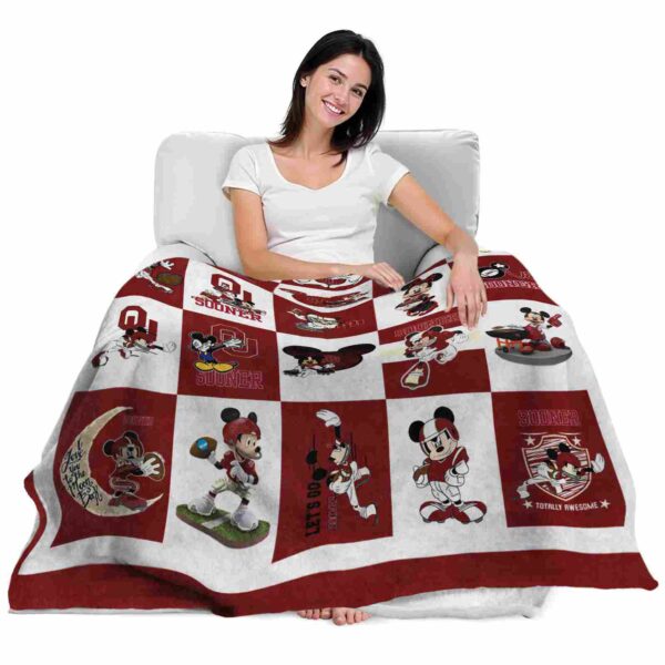 oklahoma sooners mickey minnie crimson white blanket latest model