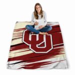 oklahoma sooners paint streaks crimson white blanket high quality