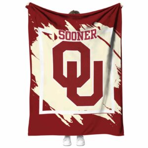 oklahoma sooners splatter effect crimson blanket best selling