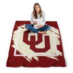 oklahoma sooners splatter effect crimson blanket high quality