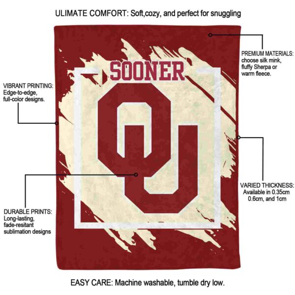 oklahoma sooners splatter effect crimson blanket new arrival