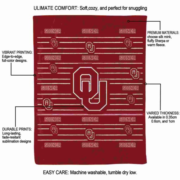 oklahoma sooners striped pattern crimson blanket new arrival